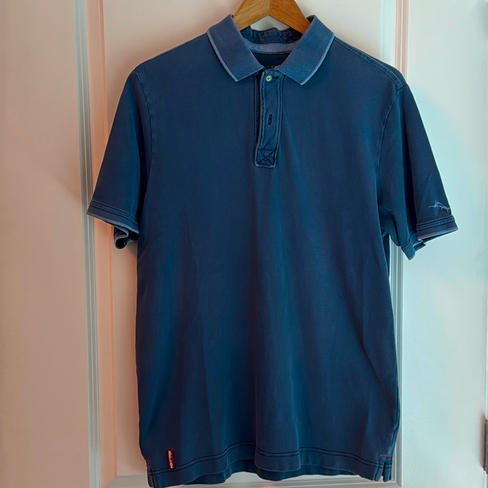 Tommy Bahama Island Modern Fit Polo Size Medium - Washed Navy